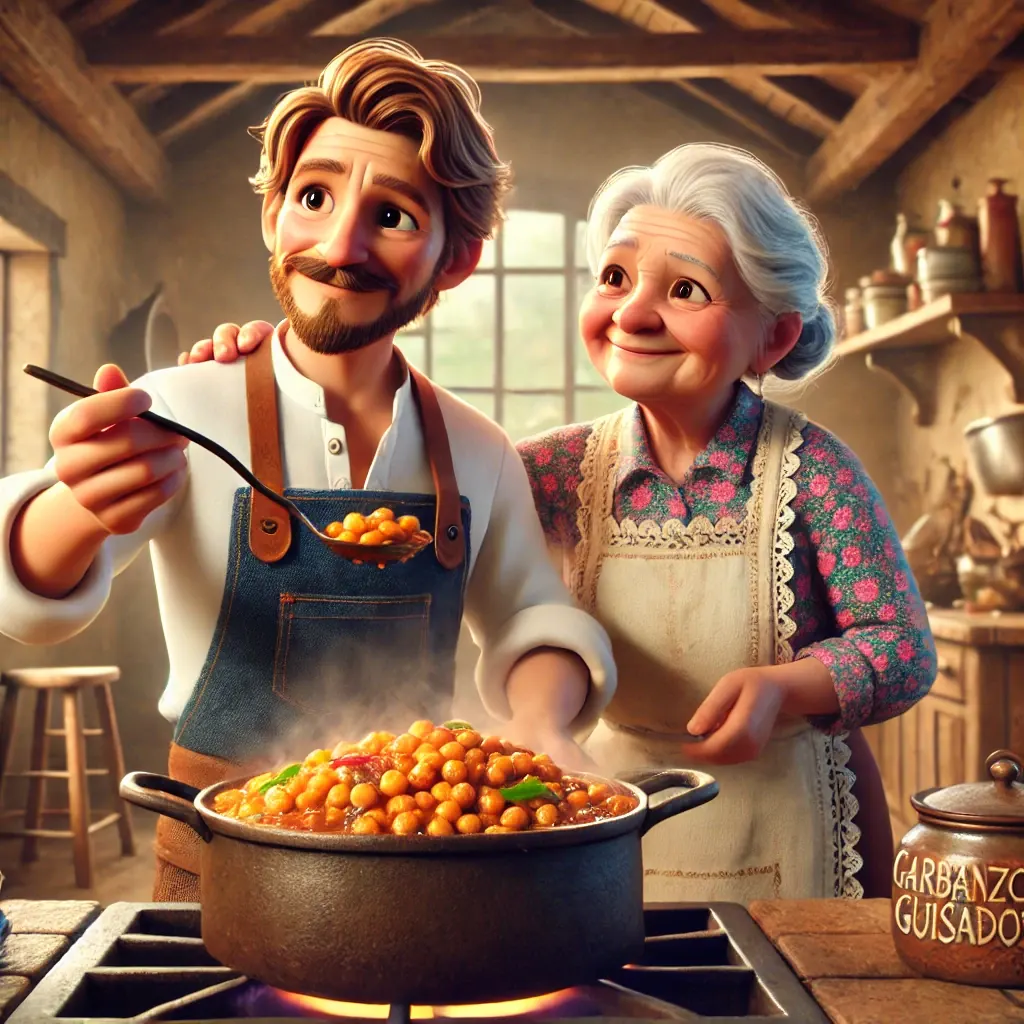 Garbanzos Guisados (Stewed Chickpeas) con Rice