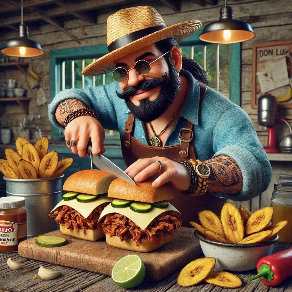 Pernil Sandwiches con Plátano Chips