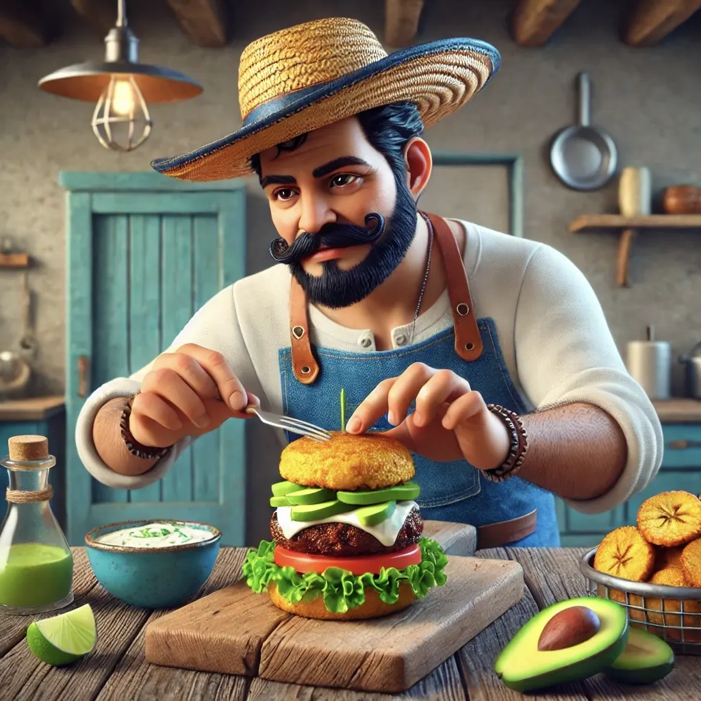 Tostón Burgers con Cilantro Sauce