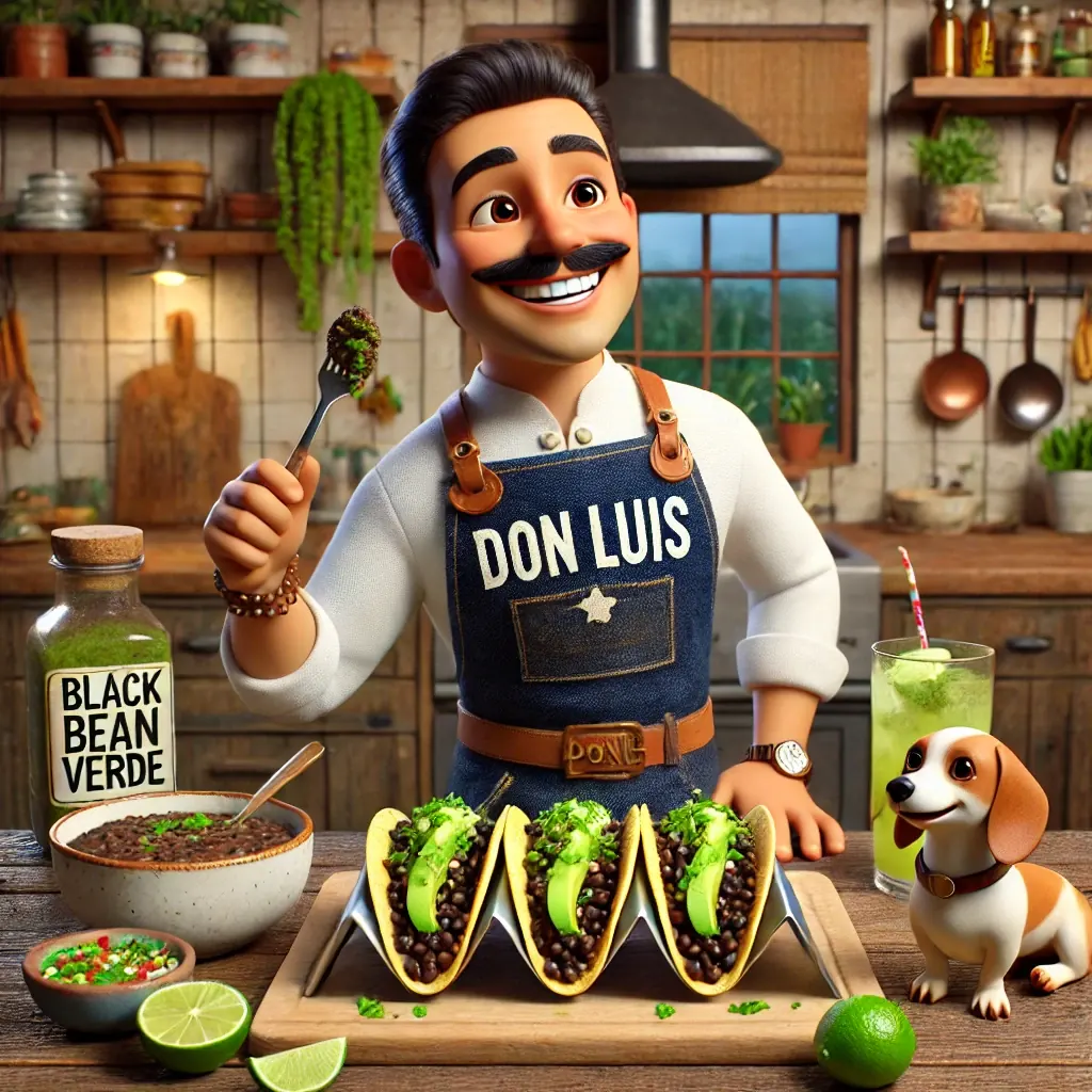 Habichuela Negra Tacos con Salsa Verde