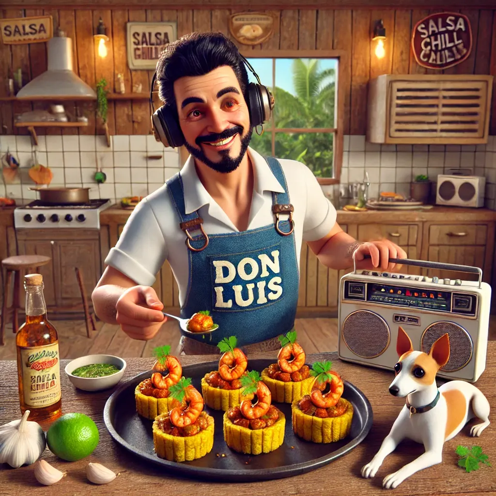 Tostones Rellenos con Spicy Camarones