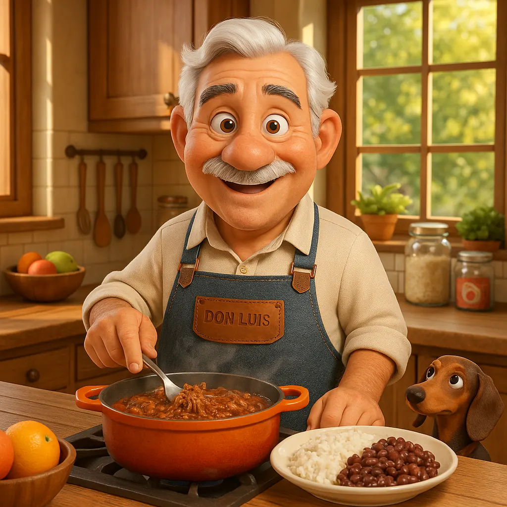 Carne Mechada (Shredded Carne Stew) con Arroz con Habichuelas