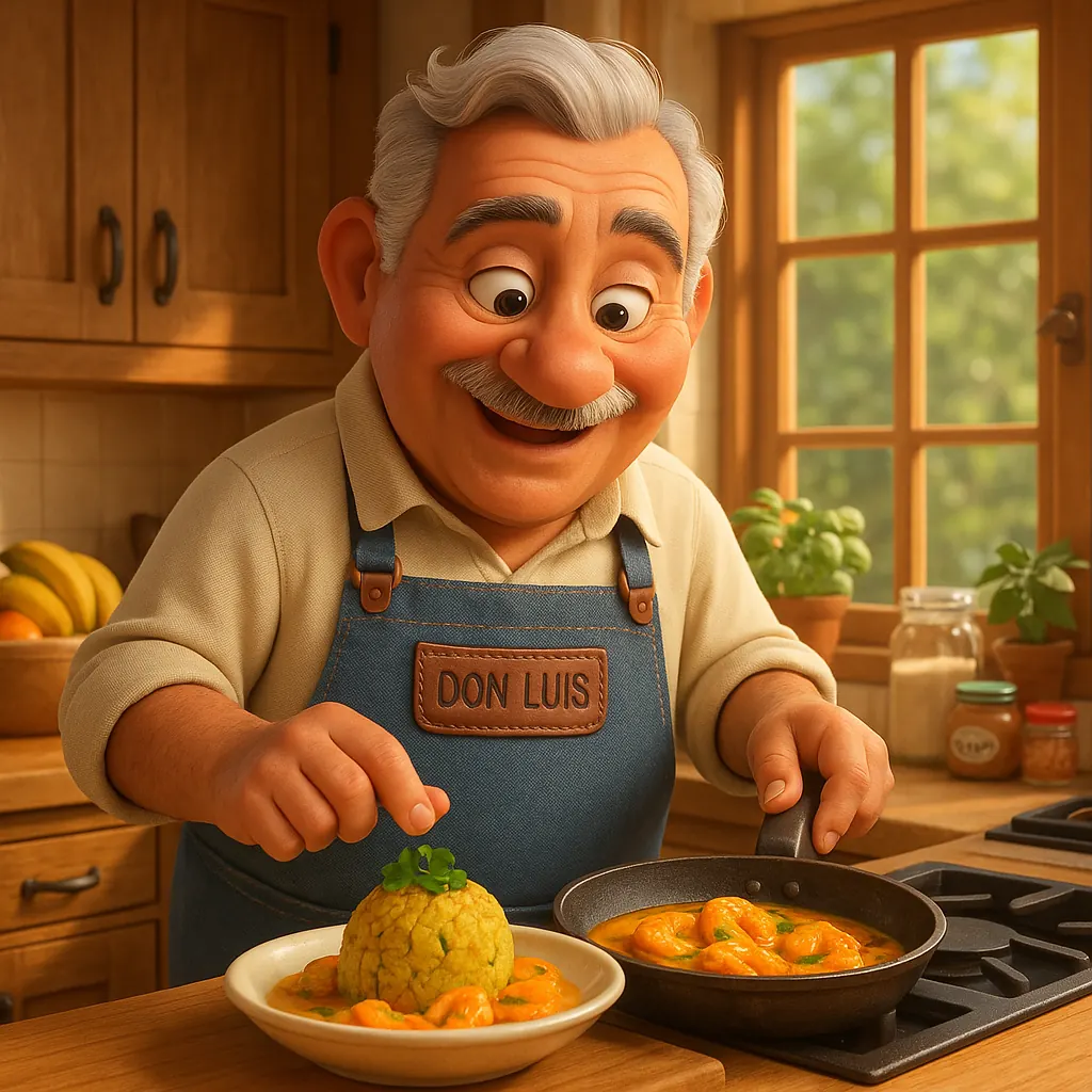 Coco Curry Mofongo con Camarones